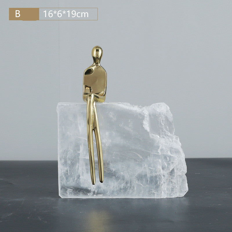Bronze Man Crystal Stone Ornament