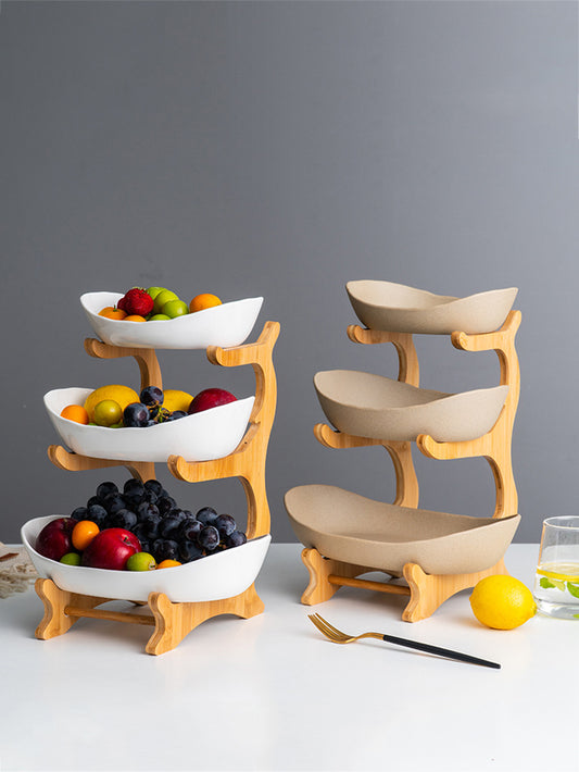 Nordic Elegance 3-Tier Ceramic Fruit & Snack Plate